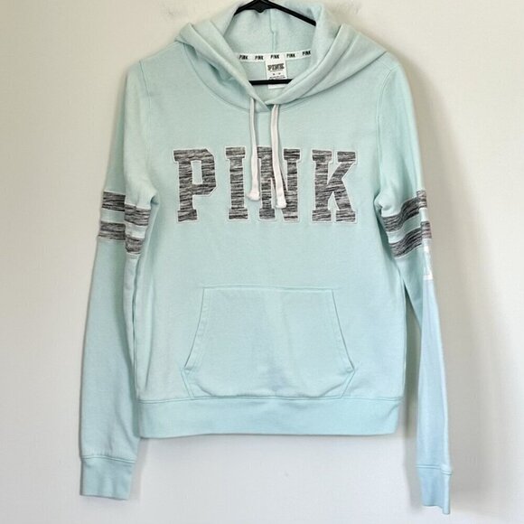 Victoria's Secret PINK Mint Blue Pullover Hoodie - Size Medium - Picture 2 of 7